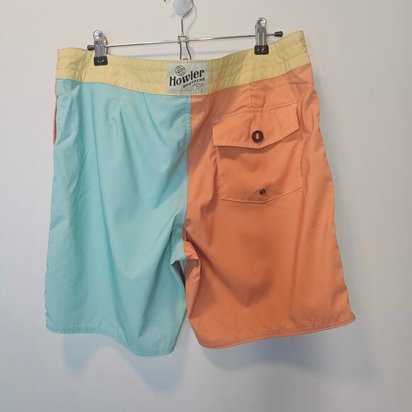 Howler Brother Retro Aqua Blue Buchannon Boardshorts Mens Swim 8" Inseam Size 34 - Picture 10 of 15